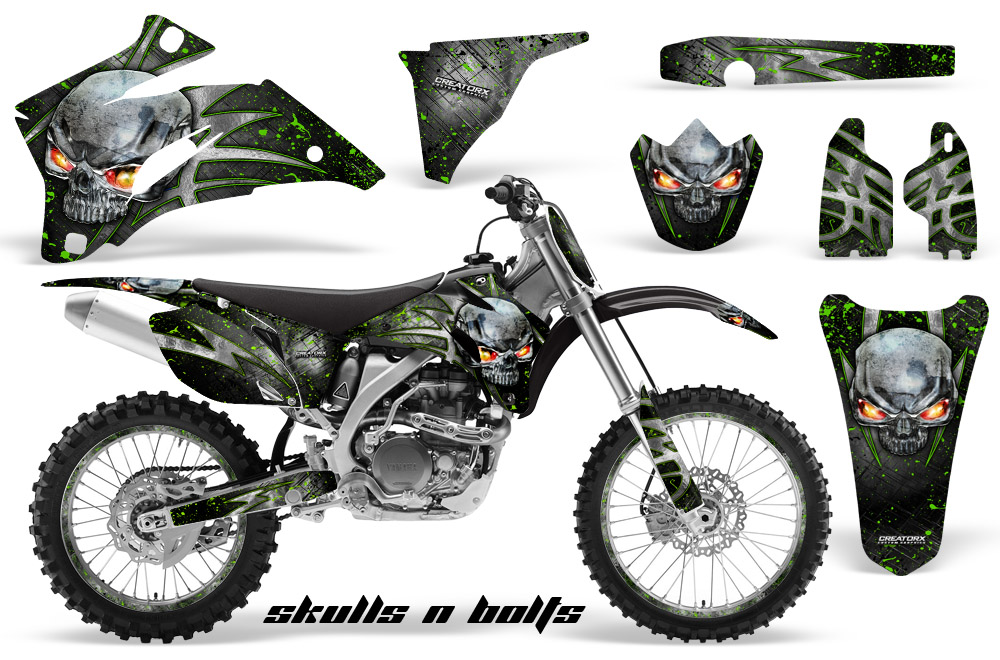 Yamaha YZ 250F 450F 06-09 Skulls n Bolts Metal Green BB NP Rims